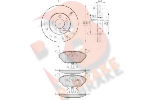 R BRAKE 3R13385602 Комплект гальм, дисковий гальмівний механізм