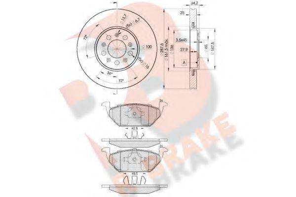 R BRAKE 3R13385604 Комплект гальм, дисковий гальмівний механізм