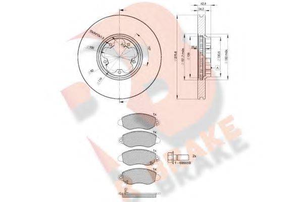 R BRAKE 3R13675612 Комплект гальм, дисковий гальмівний механізм