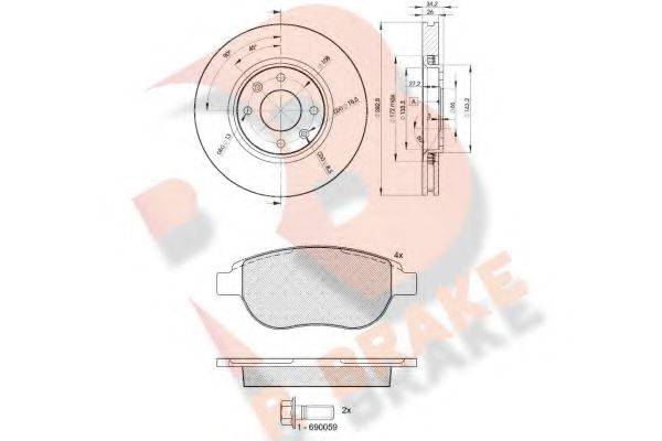 R BRAKE 3R14294752 Комплект гальм, дисковий гальмівний механізм