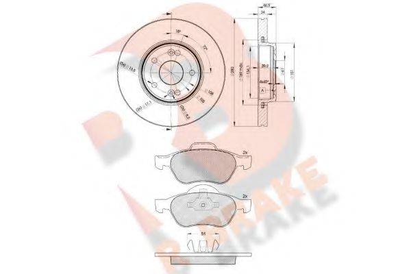 R BRAKE 3R14312234 Комплект гальм, дисковий гальмівний механізм