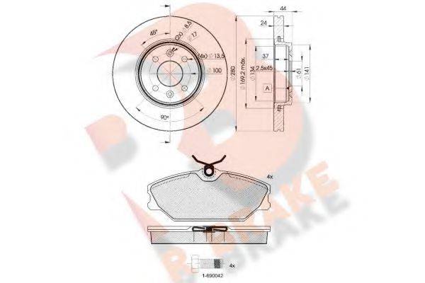 R BRAKE 3R14387829 Комплект гальм, дисковий гальмівний механізм