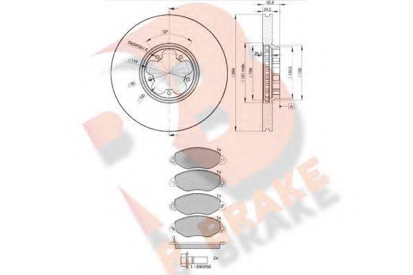 R BRAKE 3R14985613 Комплект гальм, дисковий гальмівний механізм