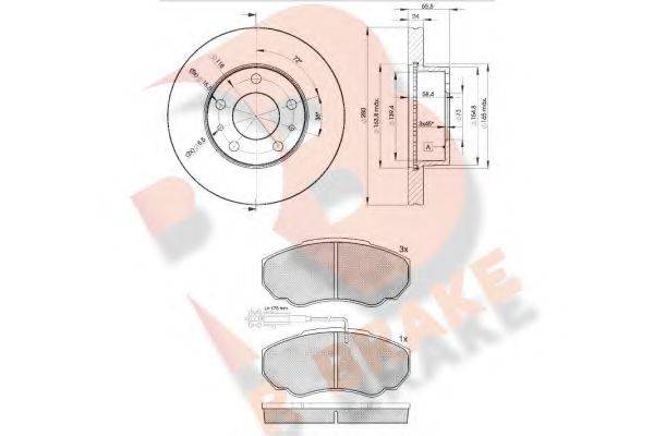 R BRAKE 3R15234681 Комплект гальм, дисковий гальмівний механізм