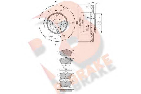 R BRAKE 3R15929060 Комплект гальм, дисковий гальмівний механізм
