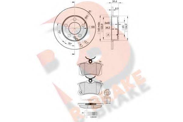 R BRAKE 3R15935601 Комплект гальм, дисковий гальмівний механізм