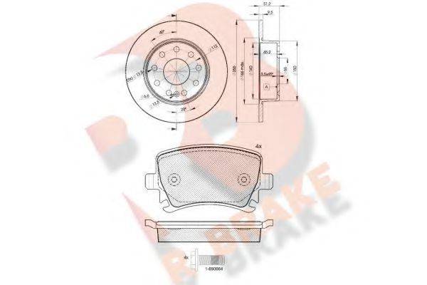 R BRAKE 3R16005616 Комплект гальм, дисковий гальмівний механізм