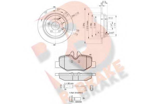 R BRAKE 3R16760416 Комплект гальм, дисковий гальмівний механізм