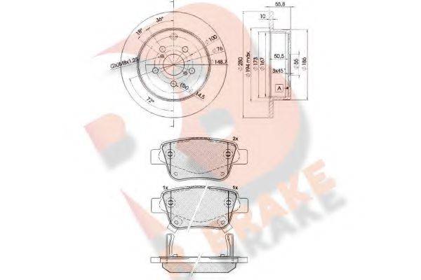 R BRAKE 3R16880503 Комплект гальм, дисковий гальмівний механізм