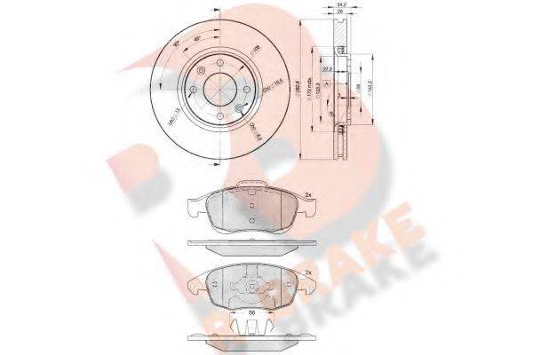 R BRAKE 3R18524752 Комплект гальм, дисковий гальмівний механізм