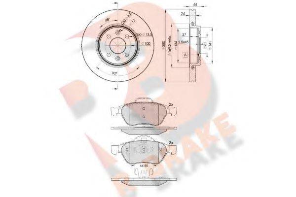 R BRAKE 3R18607829 Комплект гальм, дисковий гальмівний механізм
