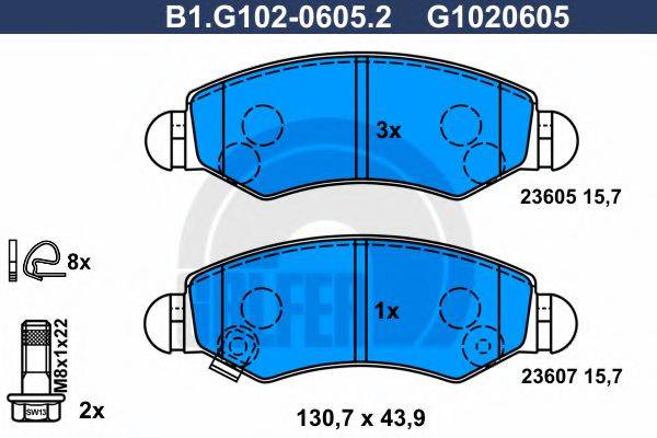 GALFER B1G10206052 Комплект гальмівних колодок, дискове гальмо