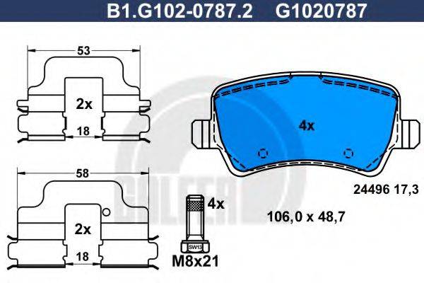 GALFER B1G10207872 Комплект гальмівних колодок, дискове гальмо