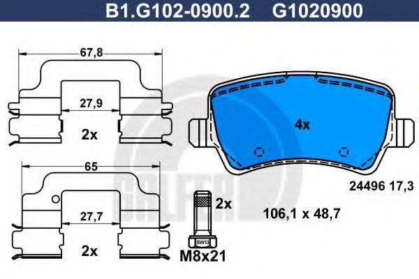 GALFER B1G10209002 Комплект гальмівних колодок, дискове гальмо