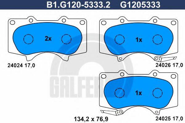 GALFER B1G12053332 Комплект гальмівних колодок, дискове гальмо