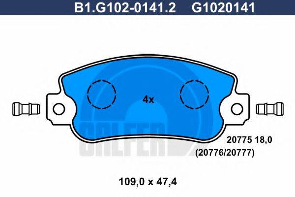 GALFER B1G10201412 Комплект гальмівних колодок, дискове гальмо