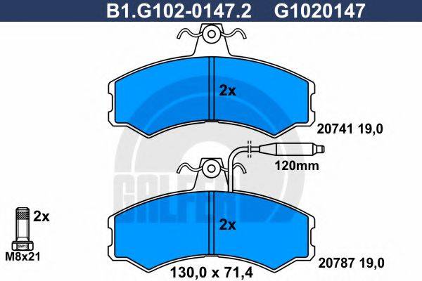GALFER B1G10201472 Комплект гальмівних колодок, дискове гальмо