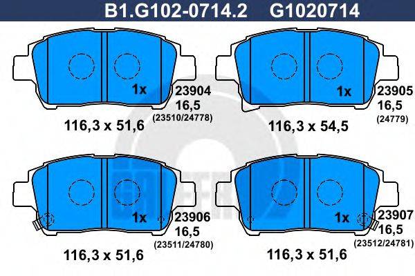 GALFER B1G10207142 Комплект гальмівних колодок, дискове гальмо