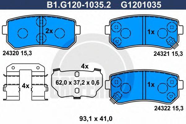 GALFER B1G12010352 Комплект гальмівних колодок, дискове гальмо