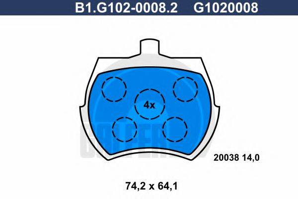 GALFER B1G10200082 Комплект гальмівних колодок, дискове гальмо
