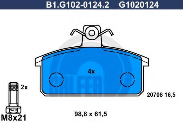GALFER B1G10201242 Комплект гальмівних колодок, дискове гальмо