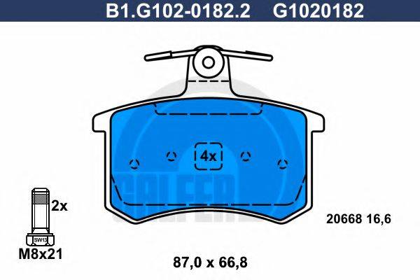 GALFER B1G10201822 Комплект гальмівних колодок, дискове гальмо