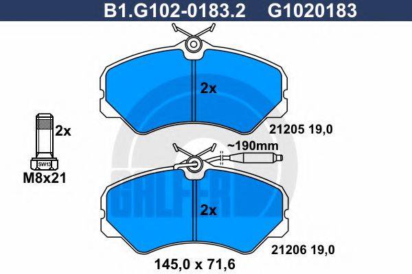 GALFER B1G10201832 Комплект гальмівних колодок, дискове гальмо