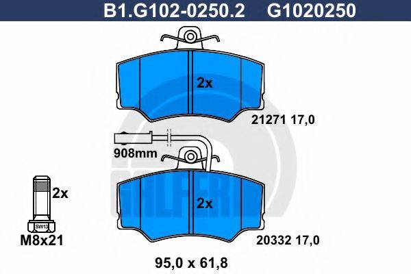 GALFER B1G10202502 Комплект гальмівних колодок, дискове гальмо