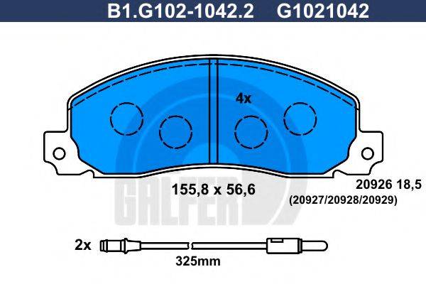 GALFER B1G10210422 Комплект гальмівних колодок, дискове гальмо