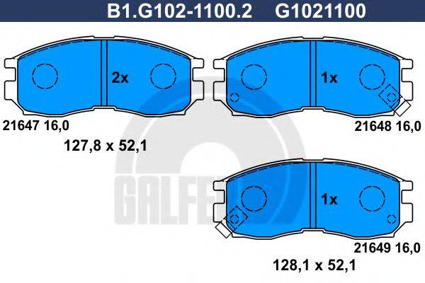 GALFER B1G10211002 Комплект гальмівних колодок, дискове гальмо