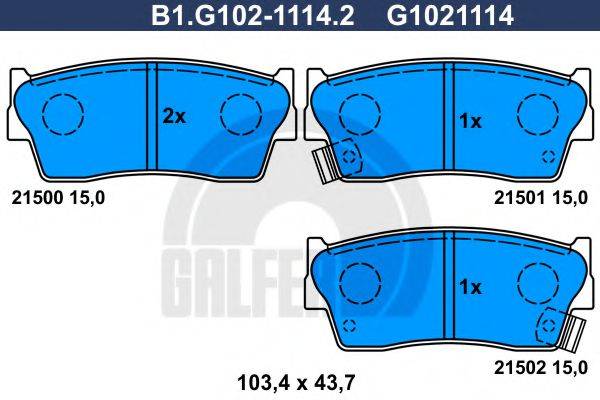 GALFER B1G10211142 Комплект гальмівних колодок, дискове гальмо