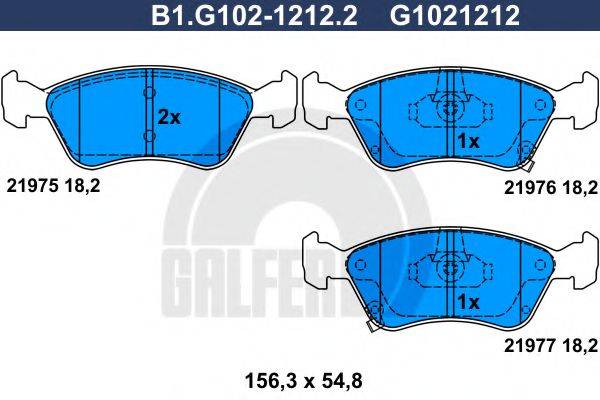 GALFER B1G10212122 Комплект гальмівних колодок, дискове гальмо