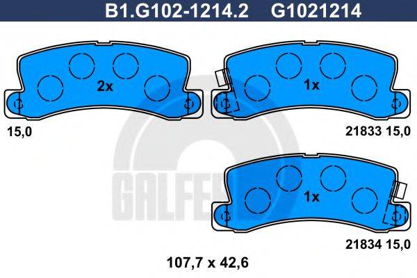 GALFER B1G10212142 Комплект гальмівних колодок, дискове гальмо