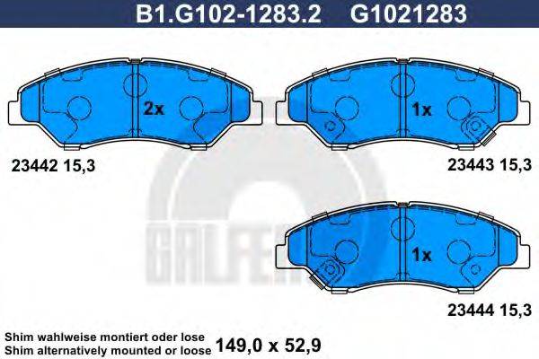 GALFER B1G10212832 Комплект гальмівних колодок, дискове гальмо