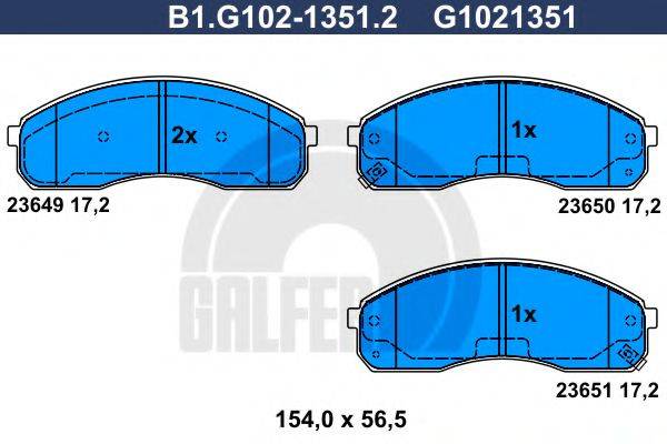 GALFER B1G10213512 Комплект гальмівних колодок, дискове гальмо
