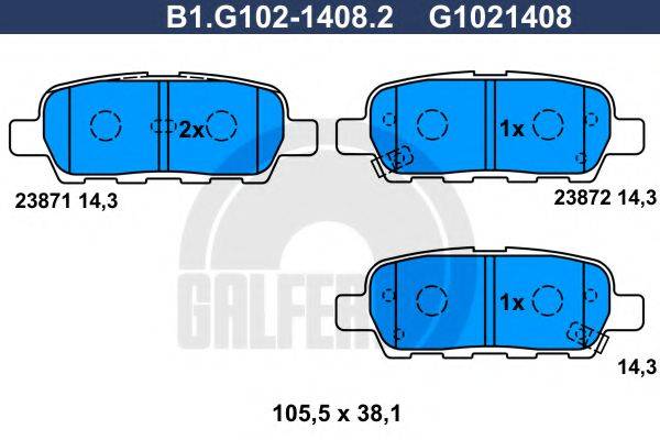GALFER B1G10214082 Комплект гальмівних колодок, дискове гальмо