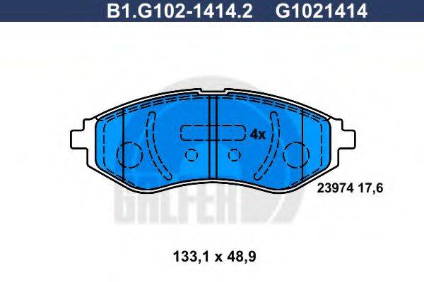 GALFER B1G10214142 Комплект гальмівних колодок, дискове гальмо