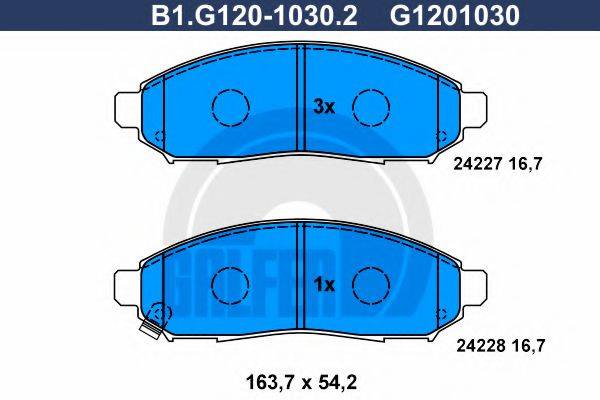 GALFER B1G12010302 Комплект гальмівних колодок, дискове гальмо