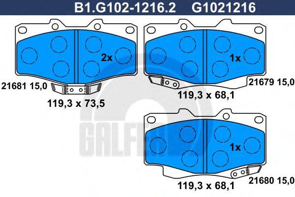 GALFER B1G10212162 Комплект гальмівних колодок, дискове гальмо
