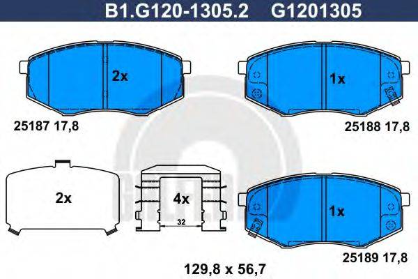 GALFER B1G12013052 Комплект гальмівних колодок, дискове гальмо