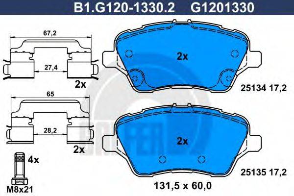 GALFER B1G12013302 Комплект гальмівних колодок, дискове гальмо