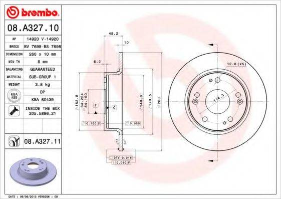 BREMBO 08A32710 гальмівний диск