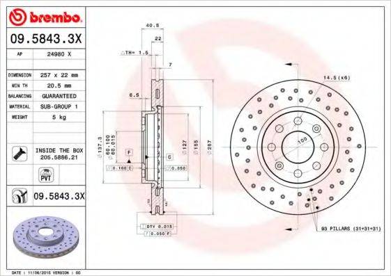 BREMBO 0958433X гальмівний диск