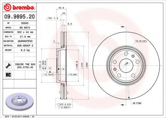 BREMBO 09989520 гальмівний диск