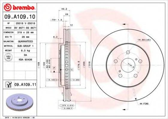 BREMBO 09A10910 гальмівний диск