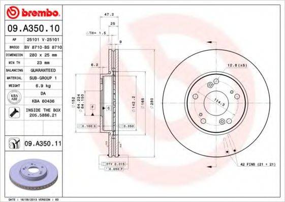 BREMBO 09A35010 гальмівний диск