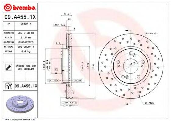 BREMBO 09A4551X гальмівний диск