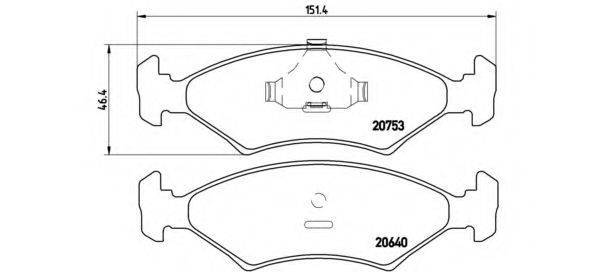 BREMBO 20753 Комплект гальмівних колодок, дискове гальмо