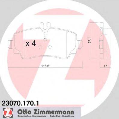 ZIMMERMANN 230701701 Комплект гальмівних колодок, дискове гальмо