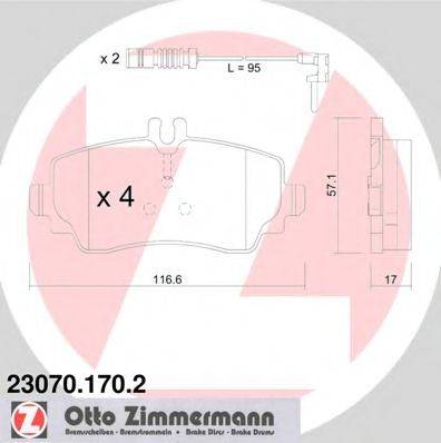 ZIMMERMANN 230701702 Комплект гальмівних колодок, дискове гальмо
